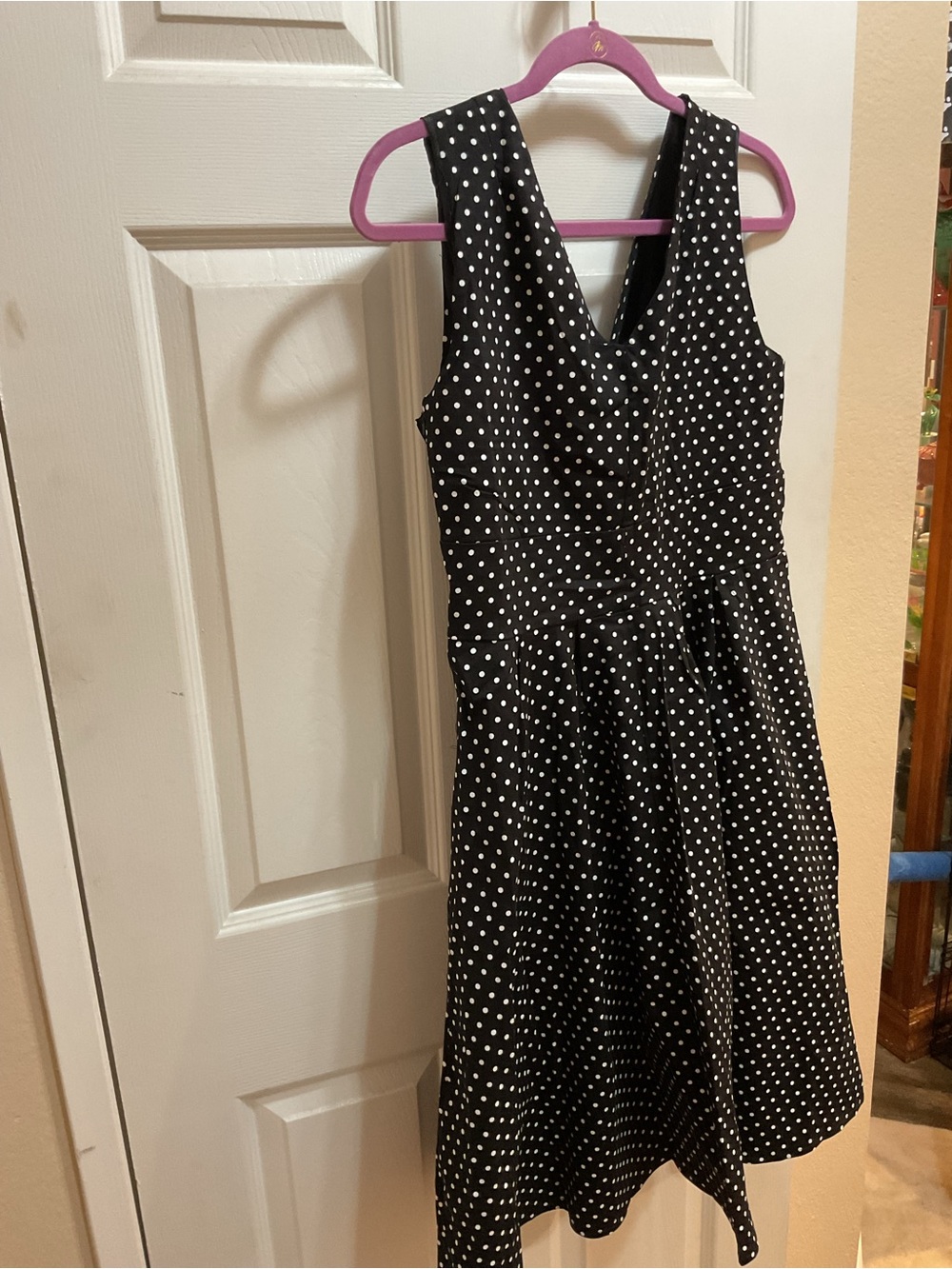 Black Polka Dot Sleeveless Fit-and-Flare Dress